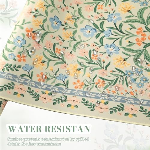 iCasso Desk Mat for Office Decor,35.4 x 15.7 in,Cute Green Floral