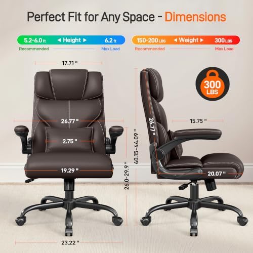 Office Chair, Executive Mid-Back Computer Desk Chair with Flip-up Armrests