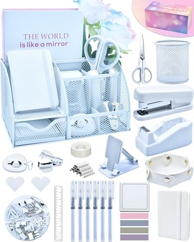 LXEVIHK White Desk Accessories 23-Piece Office Supplies Gift Set