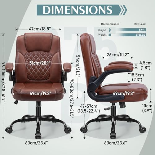 Leather Office Chair, PU Home Computer Desk Chairs with Ergonomic Back Support, 360°Swivel Free，Small Gaming Chair with Wheels and Adjustable Armrests, for Short People Use
