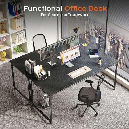 PRAISUN 55 X 24 Inch Computer Desk with Deeper Desktop, Gaming Office Writing Work Desk for Home Office, Study, Bedroom, Work from Home, Metal Frame, Black