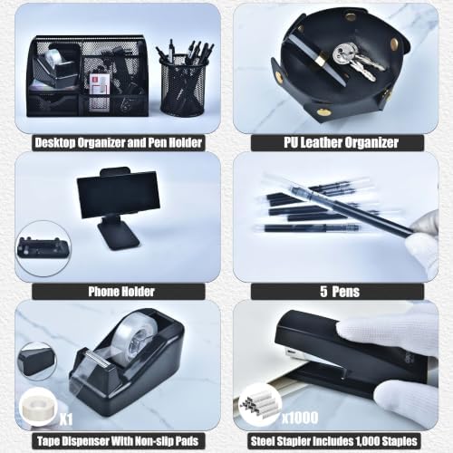 LXEVIHK Black Desk Accessories 23-Piece Office Supplies Gift Set