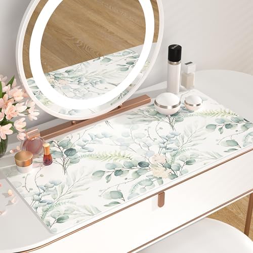 QiyI PU Leather Large Mouse Pad, 31.5" x 15.7", Eucalyptus Leaf