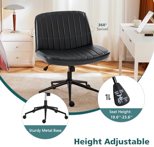 OLIXIS Criss Cross Chair with Wheels, Vanity Chair, Home Office Desk