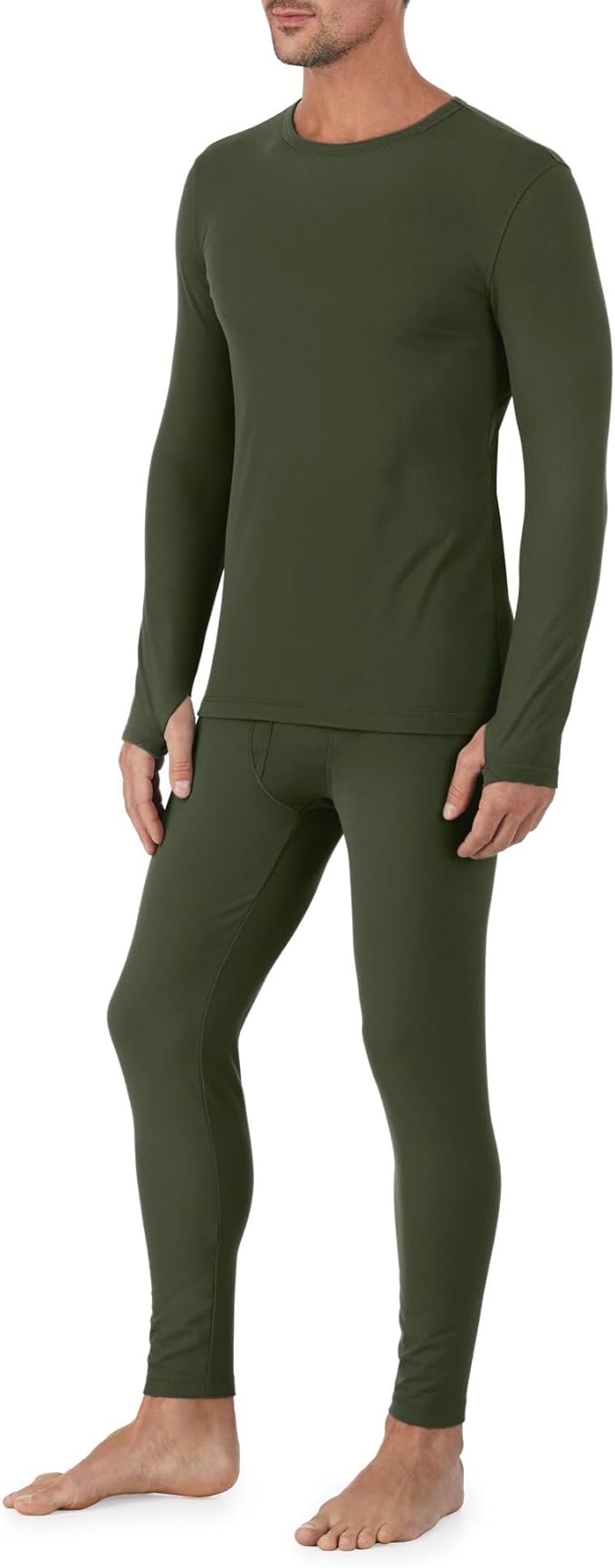 Cuddl Duds Mens Heavyweight Cold Weather Fleece Lined Thermal Set – Long Sleeve Shirt & Leggings – Lounge Sets for Men