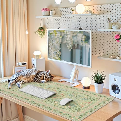 iCasso Desk Mat for Keyboard, Large Mouse Pad,35.4x15.7in,Light Green
