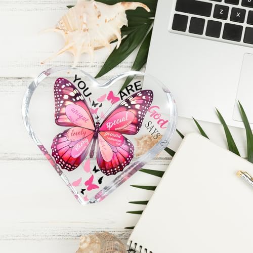 Christian Gifts for Women, 4 Inch Butterfly Acrylic Keepsake, Inspirational Gift for Friends, Mom, Sister, Girls, Female Coworkers, Christians, Religious Spiritual or Valentine's Day Gift
