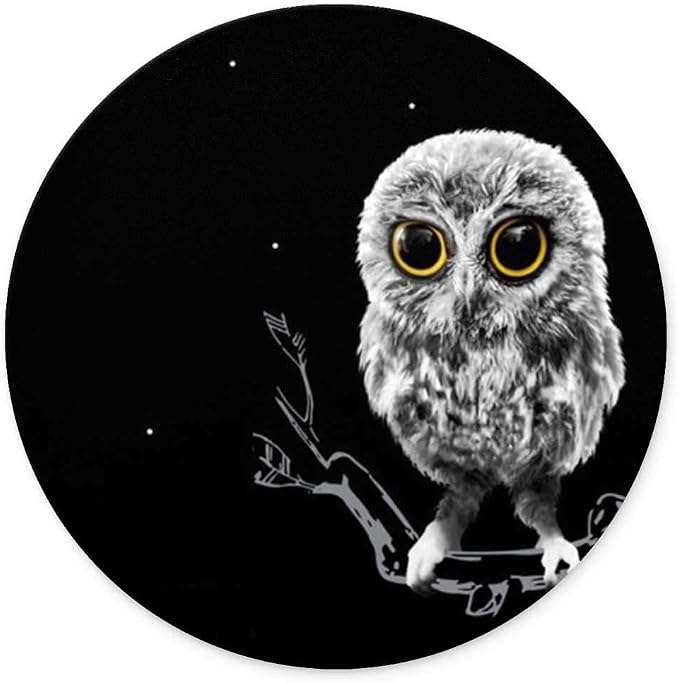 Cute Owl Design Round Gaming Mouse Pad (7.87 inch x 7.87 inch) | Non-Slip Rubber Round Mouse Pad，Cute Owl Design Round Gaming Mouse Pad (7.87 inch x 7.87 inch)