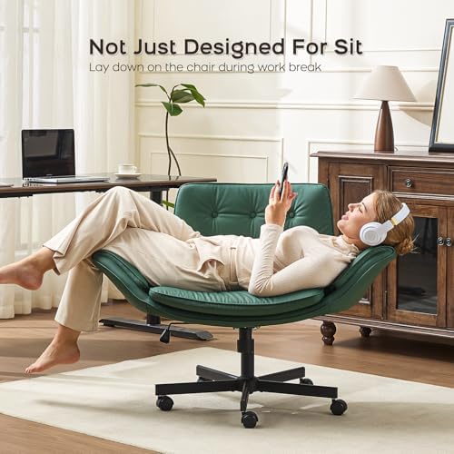 amseatec Criss Cross Office Chair, Swivel Makeup Vanity Chair with Wheels