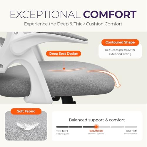 NEO CHAIR Office Desk Chair, Ergonomic Mesh with Flip-Up Armrests, Grey