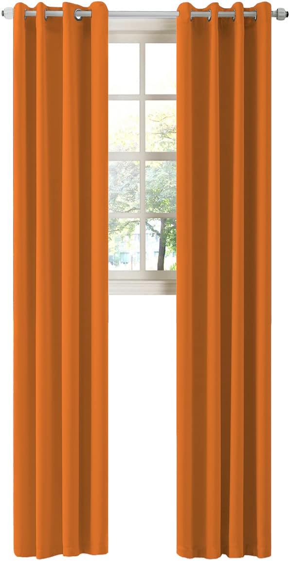 LA PALMA Thermal Insulated Blackout Darkening Grommet Living Room Curtains Window Drapes for Bedroom Pack of 2 Panels