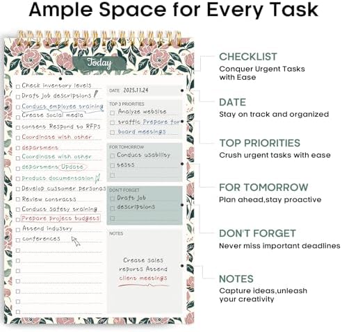 Taja To Do List Notepad, Undated Daily Planner for Work and Goal Setting