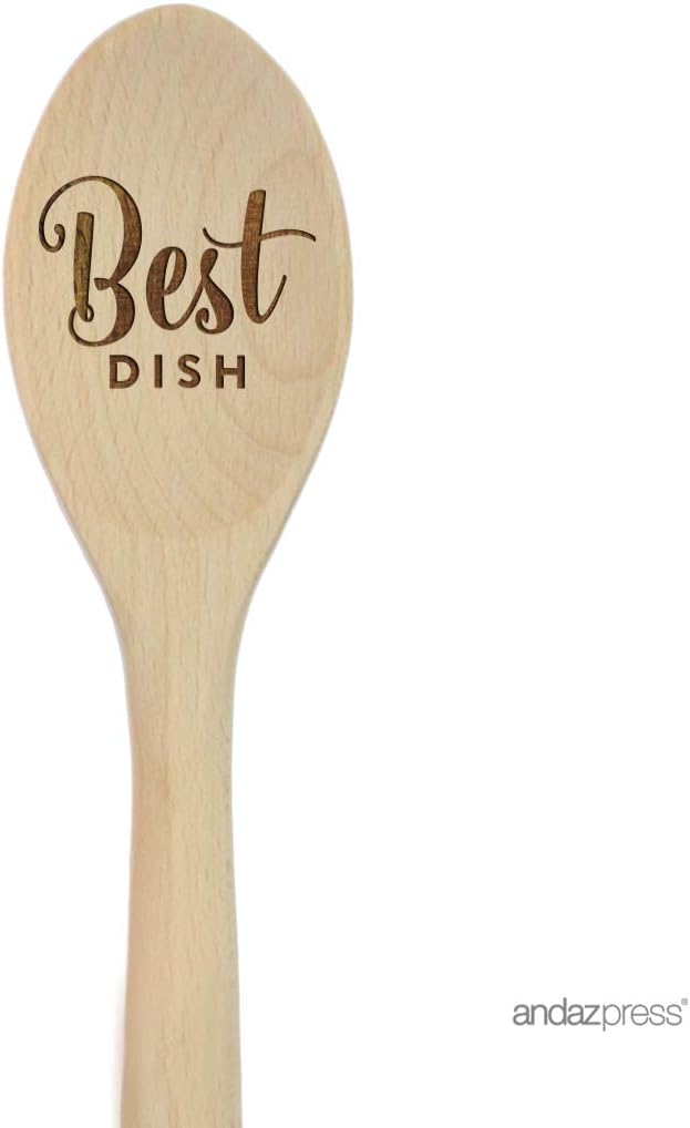 Andaz Press Laser Engraved Wooden Mixing Spoon Trophy Award Prize, 12-inch, Best Dish, 1-Pack
