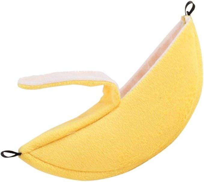 ISMARTEN Banana Bed House, Hammock for Small Animal, Warm Bed House, Cage Nest for Sugar Glider Hamster Small Bird Pet (Banana)
