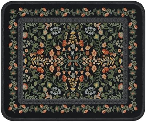 iCasso Aesthetic Small Mouse Pad, 9.5x7.9in,Home Office, Black Floral