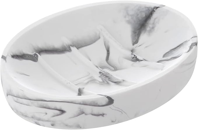 2 Pack Resin Soap Dish, Marble Look Soap Holder Shower Soap Dishes for Bar Soap, Bar Soap Holder Soap Tray Soap Saver for Shower Bathroom Kitchen Sink