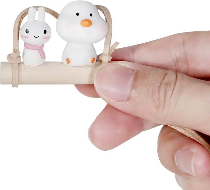 YGMONER Cute Swinging Chick & Bunny Car Rear View Mirror Hanging Accessories Funny Car Interior Decor Gifts for Women Men (Chick and Bunny)