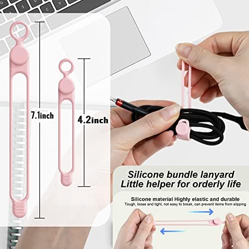 Silicone Cable Ties, Cord Organizer Cable Management,2Sizes-Pink