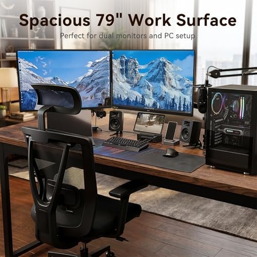 Coleshome 79 Inch Computer Desk with Power Outlet