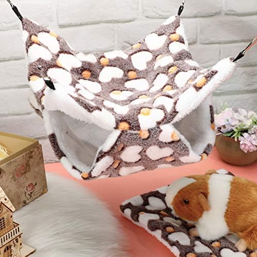 Boao 2 Pcs Guinea Pig Rat Hammock for Pet, Purple, Coffee, Heart Pattern | Ferret Hamster Hanging Hammock, Guinea Pigs Accessories, for Small Animals Chinchilla Parrot Sugar Glider Ferret Squirrel
