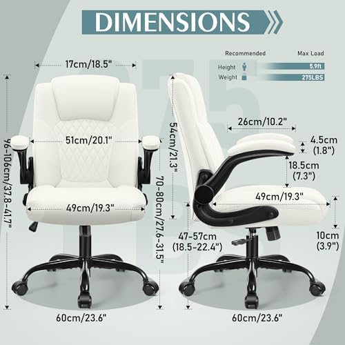 Leather Office Chair, PU Home Computer Desk Chairs with Ergonomic Back Support, 360°Swivel Free，Small Gaming Chair with Wheels and Adjustable Armrests, for Short People Use