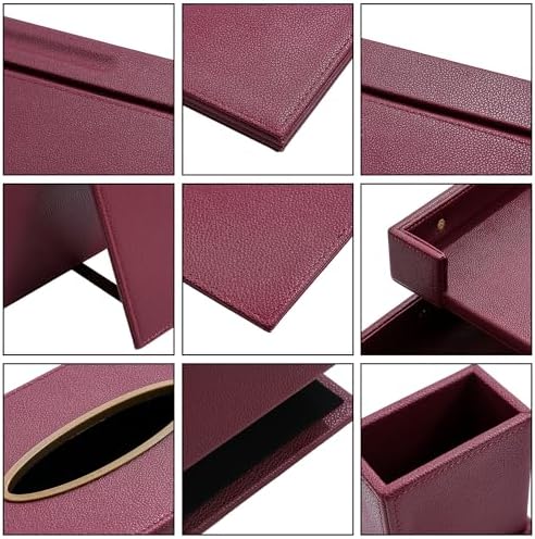 Leather Desk Set,13-Piece Desk Organizer Set, Executive Office Accessories with Desk Pad & Blotter, 2-Tier Tray, Pen Holder & More, Professional Office Desk Decor & Gift Set (Burgundy)