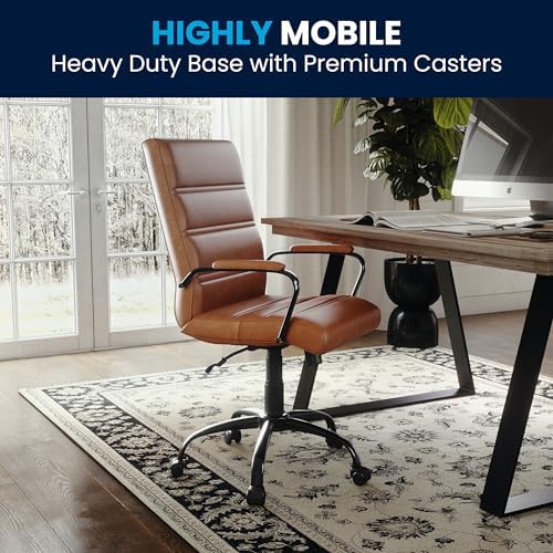 Flash Furniture Mid-Back LeatherSoft Executive Office Chair, Brown/Black