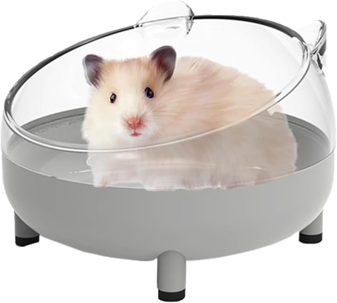 Meow&Woof Hamster Sand Bath Container & Dust-Free Bath Sand Set, 6.5" Sandbox Toilet for Hamster, Gerbil, Chinchilla, Mice – 2.2 lbs Potty Litter Sand for Small Animals (Grey)
