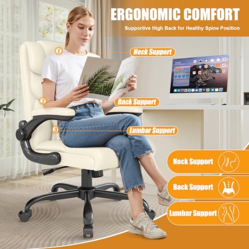 Executive Office Chair with Flip-up Armrests,Ergonomic Computer Desk Chairs