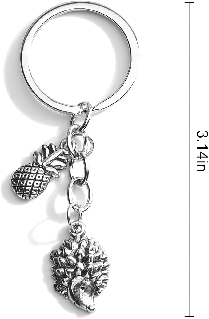 Hedgehog Keychain with Pineapple Charm Cute Hedgehog Keychain Adorable Animal and Fruit keycharm Accessory for Women Cute Keyring Gift Idea