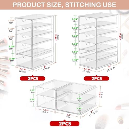 caktraie 6-Pack 30-Drawer Acrylic Storage & Makeup Organizer for Desk