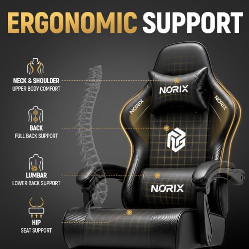 Video Gaming Chair for Adults with Footrest, Ergonomic Computer Chair,Black
