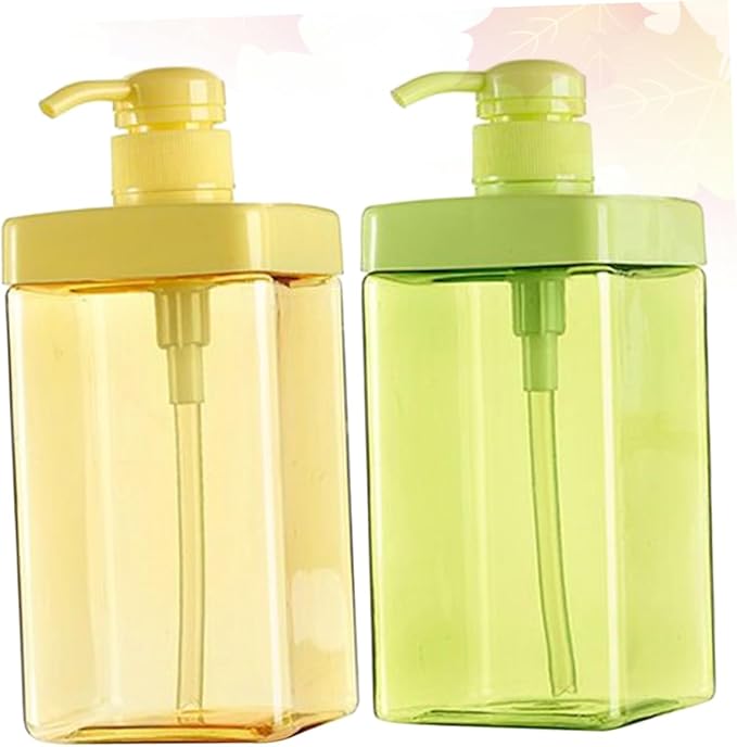 Mikinona 2pcs Eco-Friendly Lotion Bottles Reusable Pump Dispenser for Shampoo Conditioner Toiletries Random Color