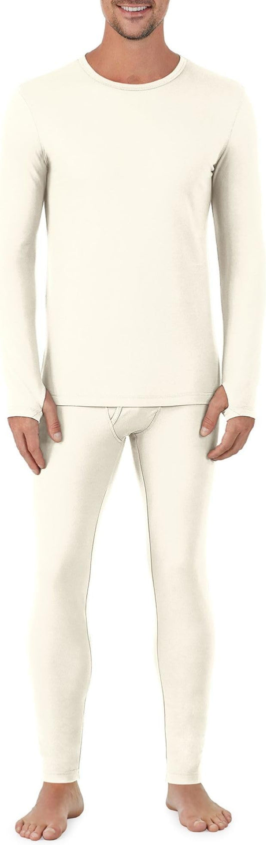 Cuddl Duds Mens Heavyweight Cold Weather Fleece Lined Thermal Set – Long Sleeve Shirt & Leggings – Lounge Sets for Men
