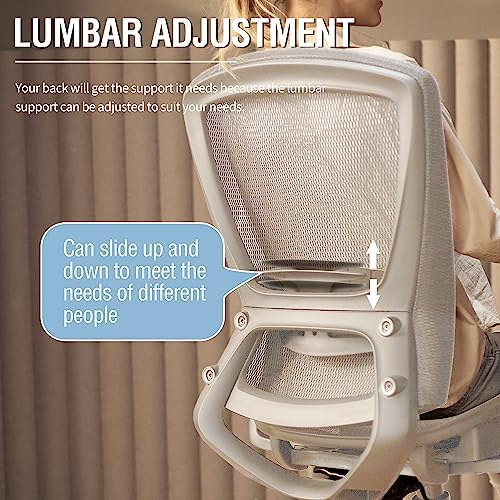 ELABEST Mesh Office Chair,Ergonomic Computer Desk Chair,Sturdy Task Chair- Adjustable Lumbar Support & Armrests,Tilt Function,Comfort Wide Seat,Swivel Home Office Chair (Grey Frame Grey Mesh)