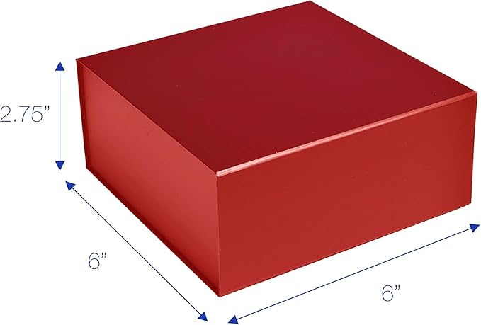 CECOBOX - Gift Boxes with Lids for Presents 6"x6"x2.75" - Matte, Collapsible Magnetic Closure Gift Box - Groomsmen & Bridesmaid Proposal Boxes, Wedding, PR, Birthdays, Holidays - Red