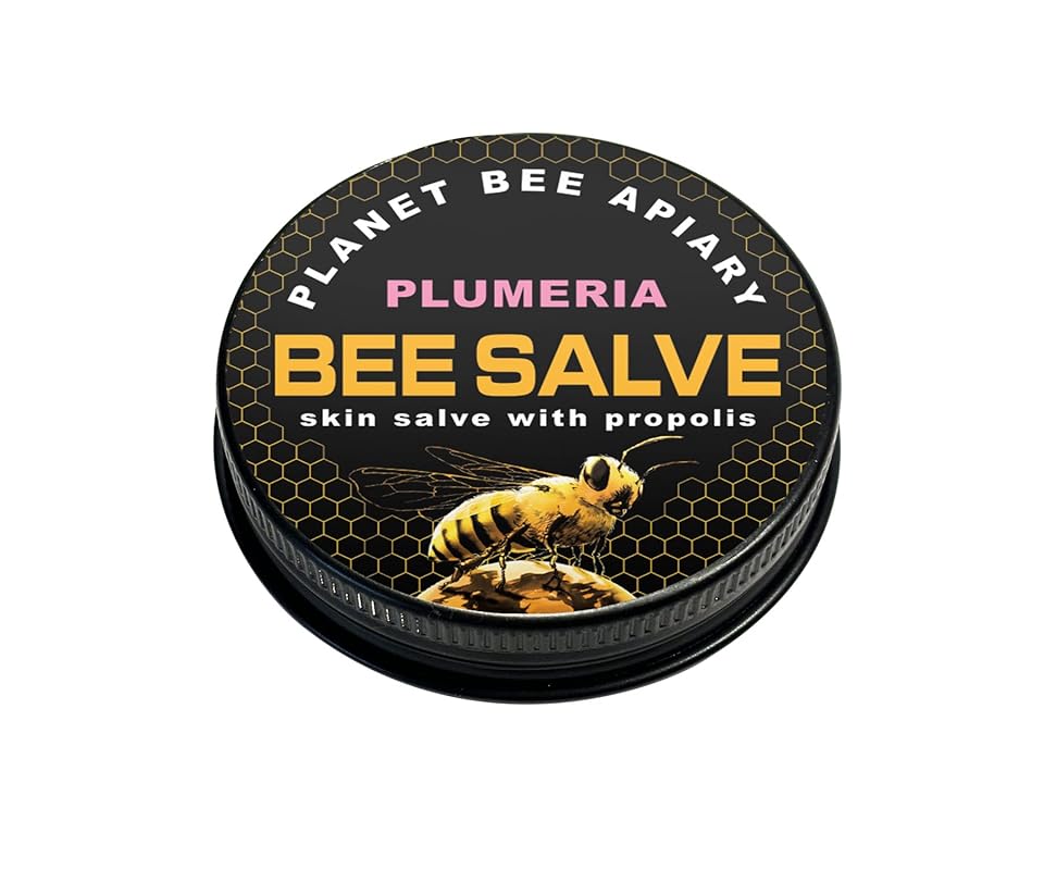 Salve, Hand Salve, Healing Balm, Dry Skin Salve with Beeswax and Propolis, Skin Repair, Moisturizer, All Natural, Planet Bee Apiary PLUMERA BEE SALVE 1oz