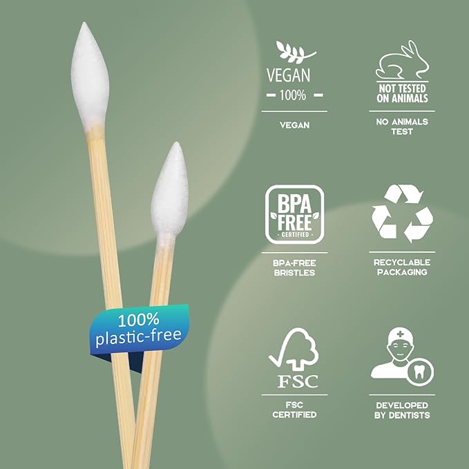 Gun Cleaning Swabs, Double-Ended 6'' Pointed Tip, Biodegradable Bamboo Cotton Buds 500 Count
