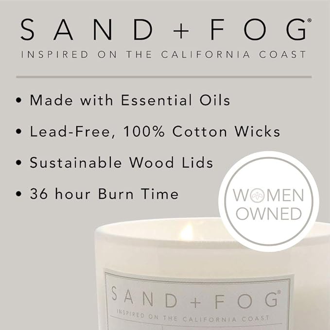 Sand + Fog Scented Candle - Clean Waves – Additional Scents and Sizes – 100% Cotton Lead-Free Wick - Luxury Air Freshening Jar Candles - Perfect Home Decor – 12oz