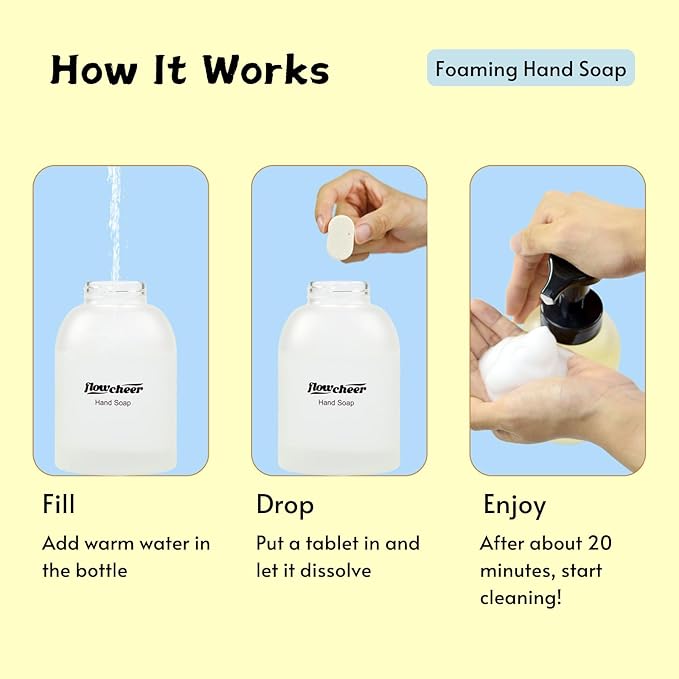 Foaming Hand Soap Refill Tablets, 12 Pack (Makes 12 x 9 fl oz), Variety Fragrance Soap Tablets, Fresh & Clean Handwash, No Plastic Bottle