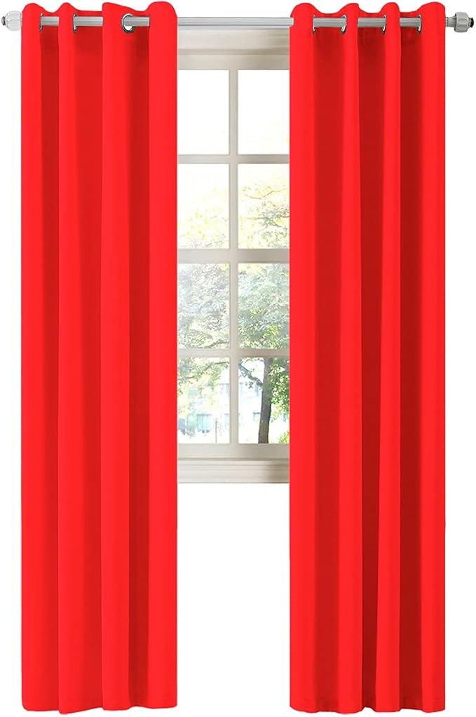 LA PALMA Thermal Insulated Blackout Darkening Grommet Living Room Curtains Window Drapes for Bedroom Pack of 2 Panels