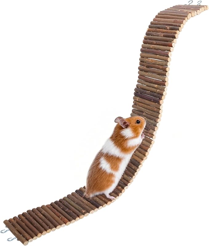 Gvhntk Hamster Wooden Suspension Bridge Rat Climbing Bendable Wooden Ladder Small Animals Arch Bridge Toys for Hamsters Mouse Rat Chipmunk Pig Gerbils Mice Other Small Rodents Animals(25.6L x 2.8W)
