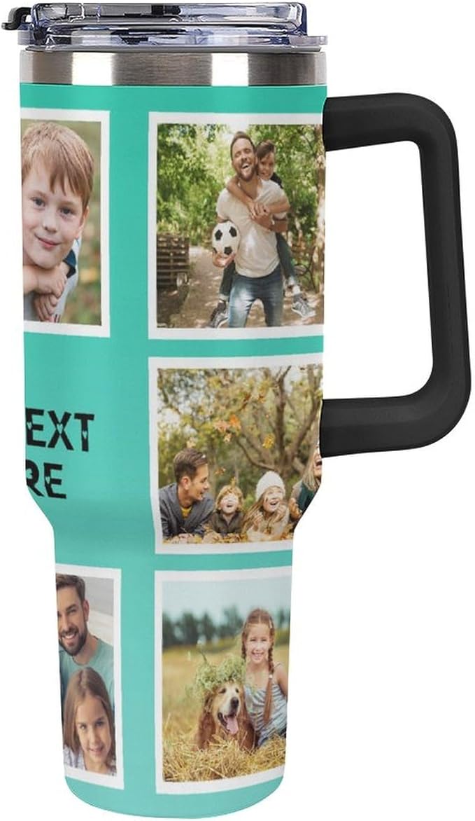 Artsadd Personalized 40oz Insulated Stainless Steel Tumbler with Photos and Text, Thermal Insulation, Spill-Proof Lid for Christmas or Any Occasion