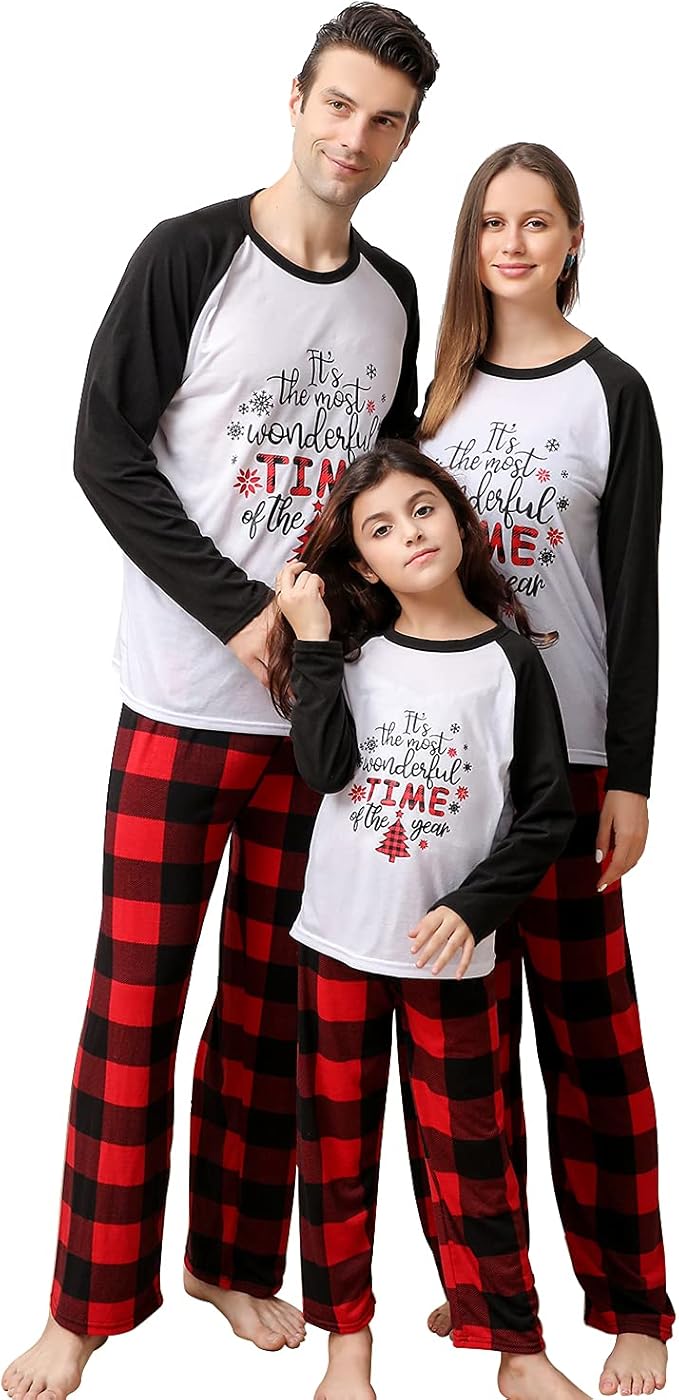 ANGELGGH Matching Christmas Pajamas for Family, Cute Vacation PJs Sets for Couples/Women/Men, Xmas 2 Piece Jammies Sleepwear