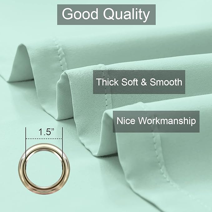 LA PALMA Thermal Insulated Blackout Darkening Grommet Living Room Curtains Window Drapes for Bedroom Pack of 2 Panels