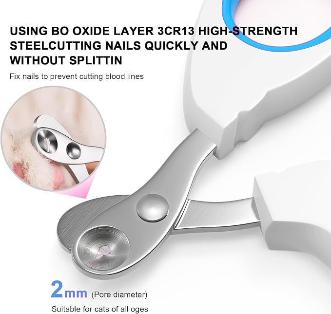 Aogeili Cat Nail Clippers - Stainless Steel, Non-Slip, Safe for Small Pets | Practical Pet Nail Clipper For Small Animals. Ergonomic Non-Slip Handle For Safe, Easy Trimming At Home For Kittens & Puppies