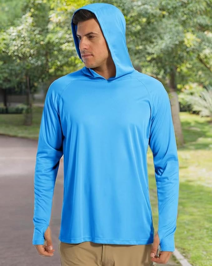 Boladeci Men's UPF 50+ Sun Protection Lightweight Hoodie Shirts Long Sleeve Fishing Shirt SPF UV Hiking Swim