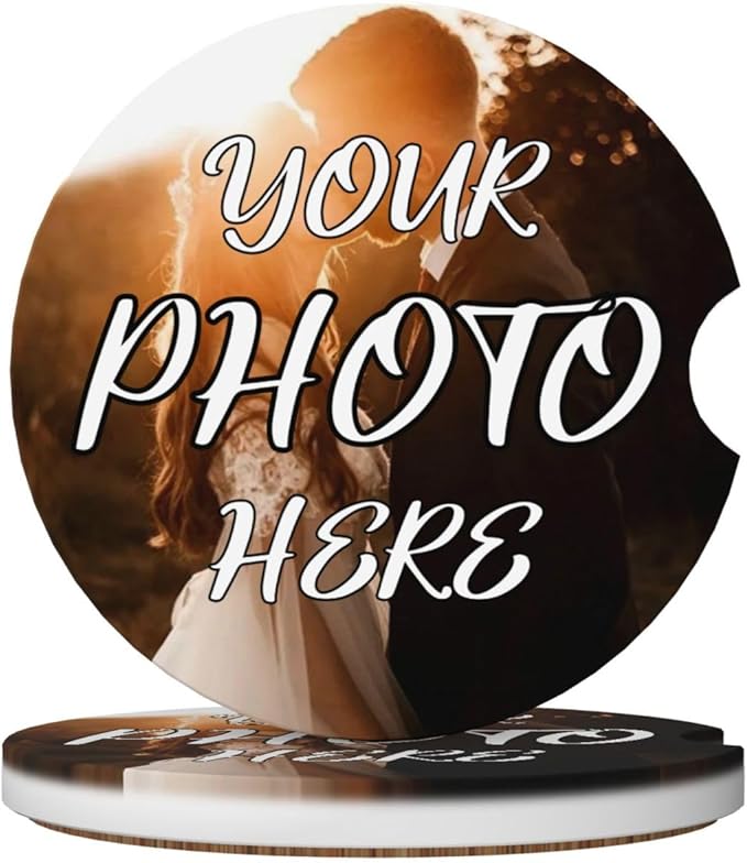Custom Car Coasters, Personalized Car Ceramic Coasters with Photo Logo Text, Customized Cup Mat for Weddings, Bars, Coffee Table, Homes, Offices 2PCS