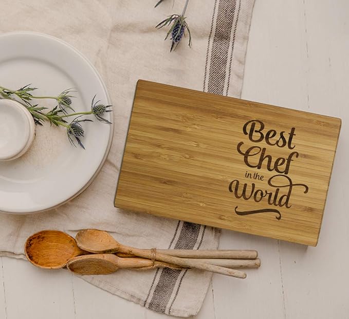 Andaz Press Laser Engraved Small Bamboo Wood Cutting Board, 9.5 x 6-inch, Best Chef in the World, 1-Pack Grandma's Kitchen Gift