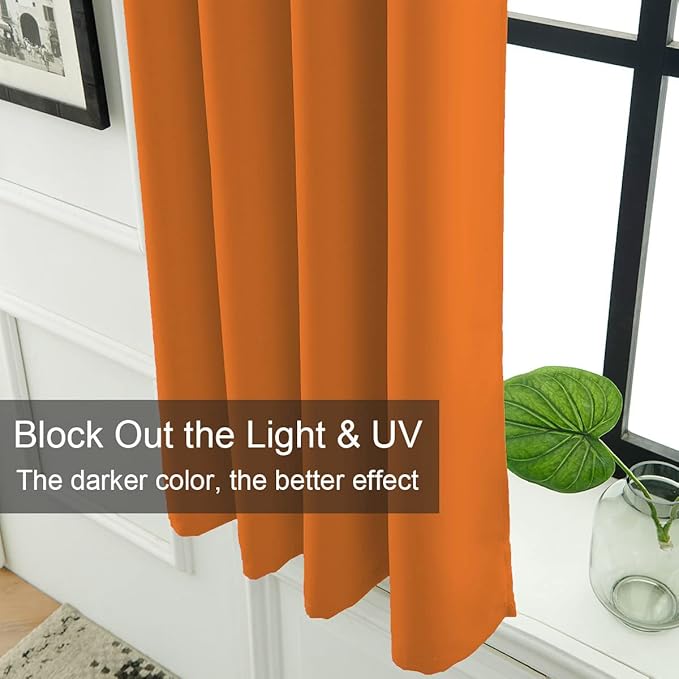 LA PALMA Thermal Insulated Blackout Darkening Grommet Living Room Curtains Window Drapes for Bedroom Pack of 2 Panels